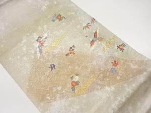 引箔鶴に笹模様織出し名古屋帯